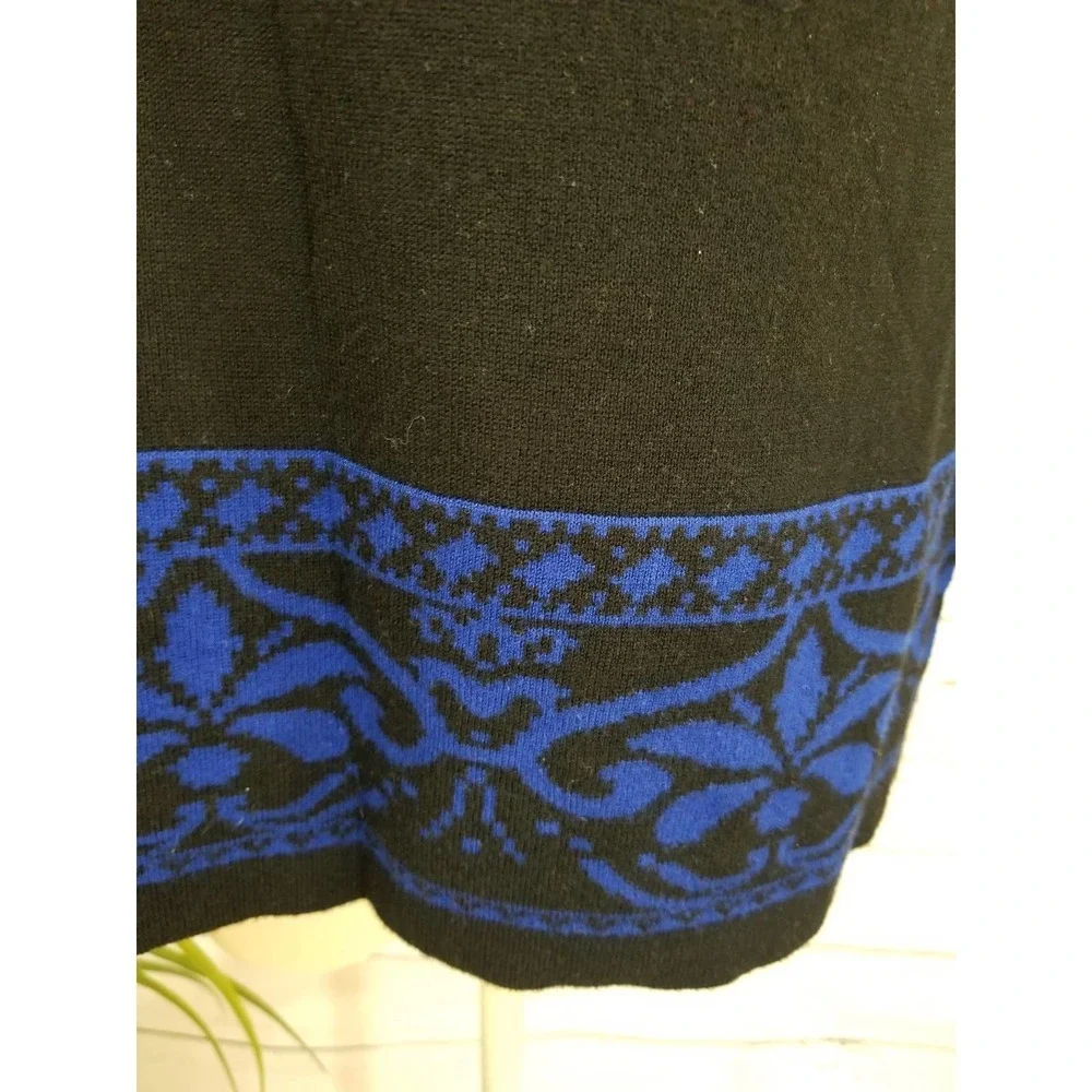 Studio Works Tunic Sweater L Black Blue Damask Scarf Set Long Sleeve - Picture 8 of 11